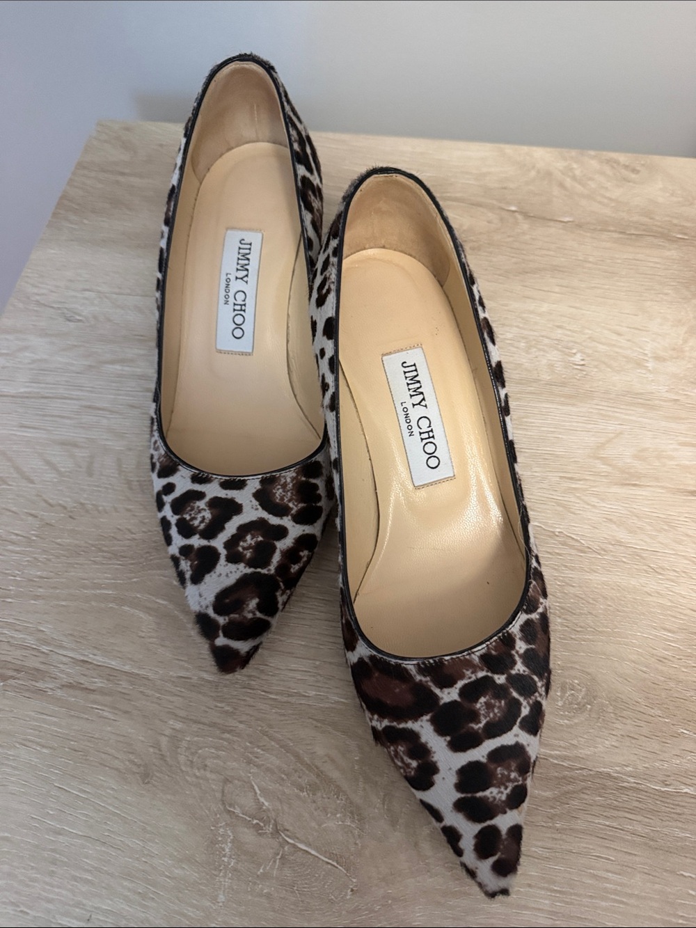 Jimmy Choo Leopard-Print Pointed Toe Kitten Heel Pumps - Brown/Black/Cream
